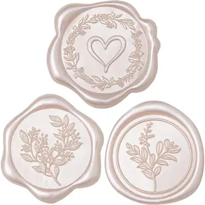 60 Pcs Champagne & Pink Self-Adhesive Wax Seal Stickers, 3 Designs in 1 Pack Perfect for Wedding Invitations Seating Chart Christmas Gift Wrapping