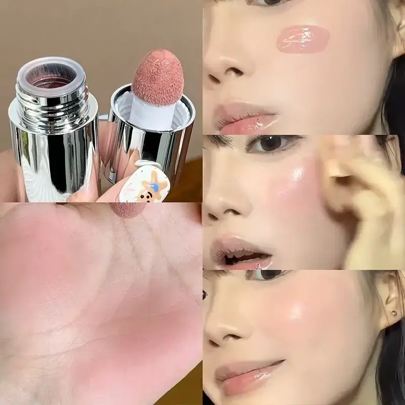 2 In1 Liquid Powder Blusher For Cheek Lip Makeup Matte Finish Glow Bloom Liquid Waterproof Highlighter Long Lasting Liquid Blush