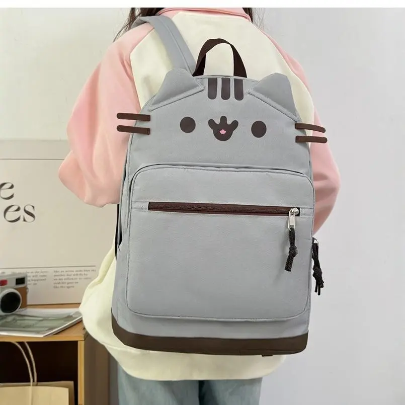 Kawaii Pusheen Cat Backpack Japanese Cute Cartoon Kitten School Bag Large Capacity Daily Casual Backpack for Girls