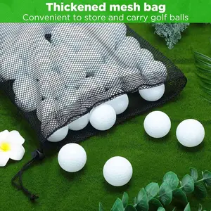 HOES-100 Pcs Training Golf Balls Hollow Golf Plastic Ball With Mesh Drawstring Storage Bags For Training