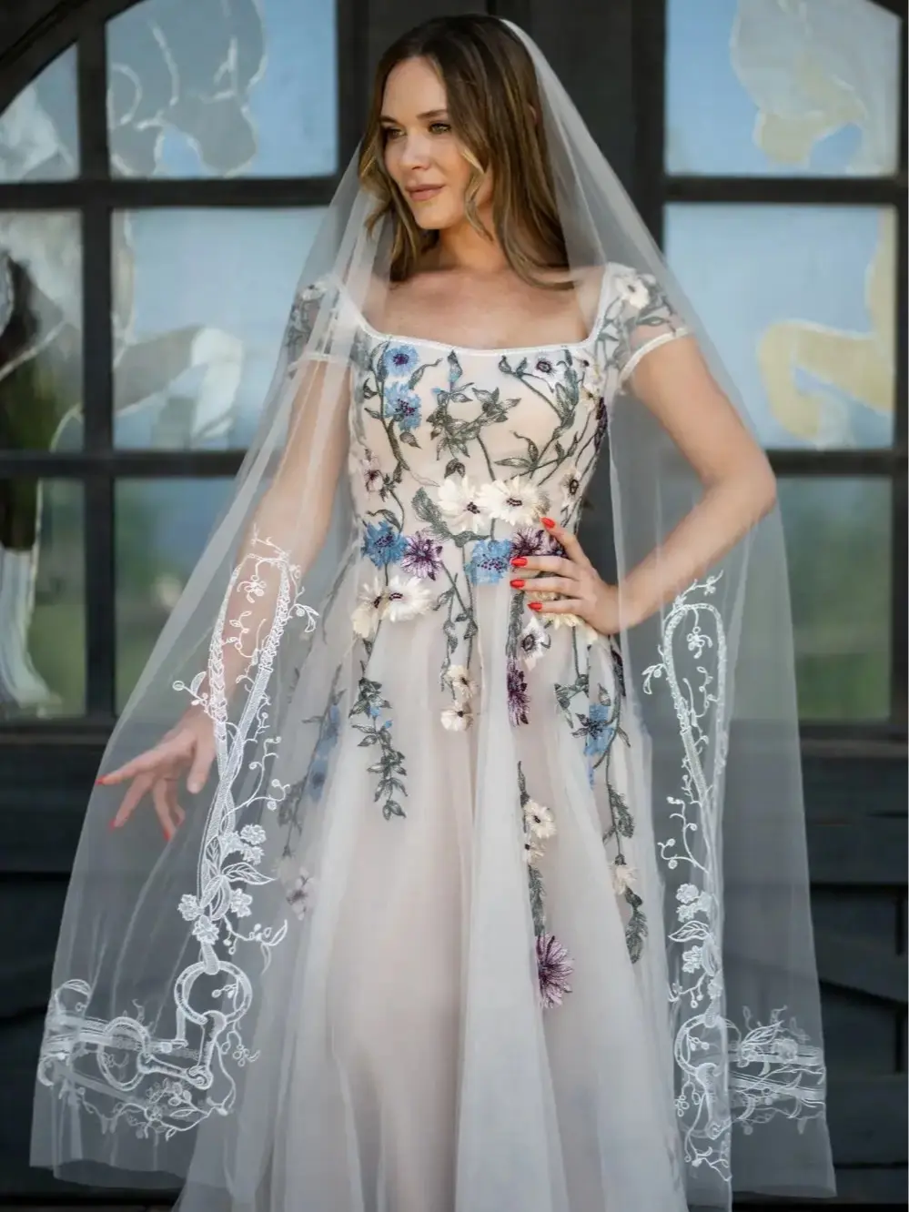 English Reins Wedding Veil - Waltz Length Tulle Veil with