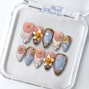 NailPhoria PACIFIC TREASURE - Handmade Press-On Nails | Reusable, Salon-Quality, Long-Lasting, Glossy Design NailPhoria PACIFIC TREASURE - Handmade Press-On Nails | Reusable, Salon-Quality, Long-Lasting, Glossy Design