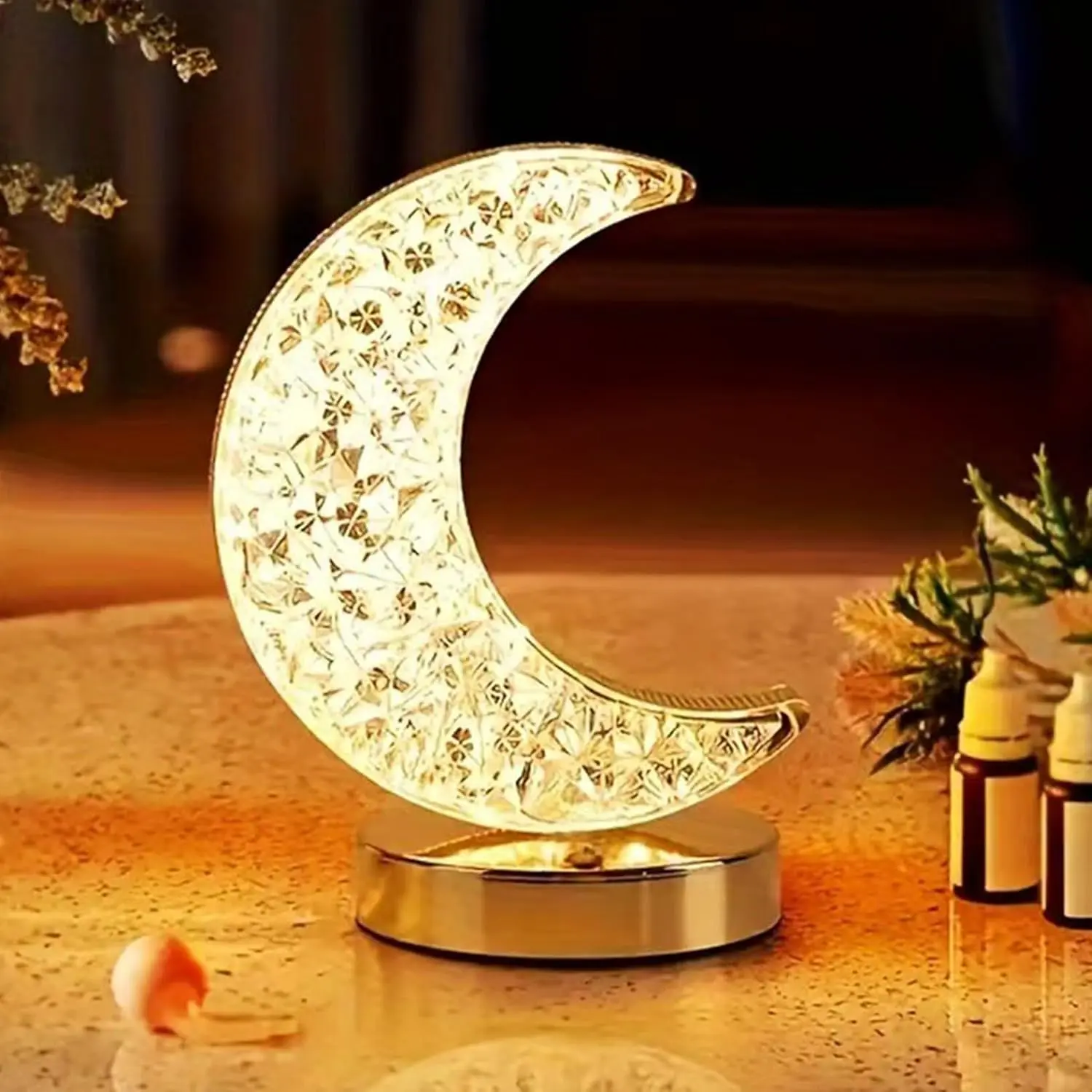 Moon Shaped Night Light, USB Rechargeable 3-color Dimmable Table Lamp, Touch Control Night Light, Cute Bedroom Living Room Home Decor Night Light