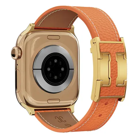 CrazyGrass Women's Pebbled Genuine Leather Watch Band, Suitable for Apple Watch Series 1-12, SE and Ultra (38/40/41/42/44/45/46/49mm), Magnetic Watch Strap, Fits 160-210mm Wrists, Elegant Everyday Accessory [Watch Not Included]
