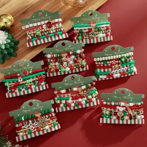 Christmas Day Colorful Acrylic Handmade Bead String Snowflake Bell Elastic Bead String Christmas