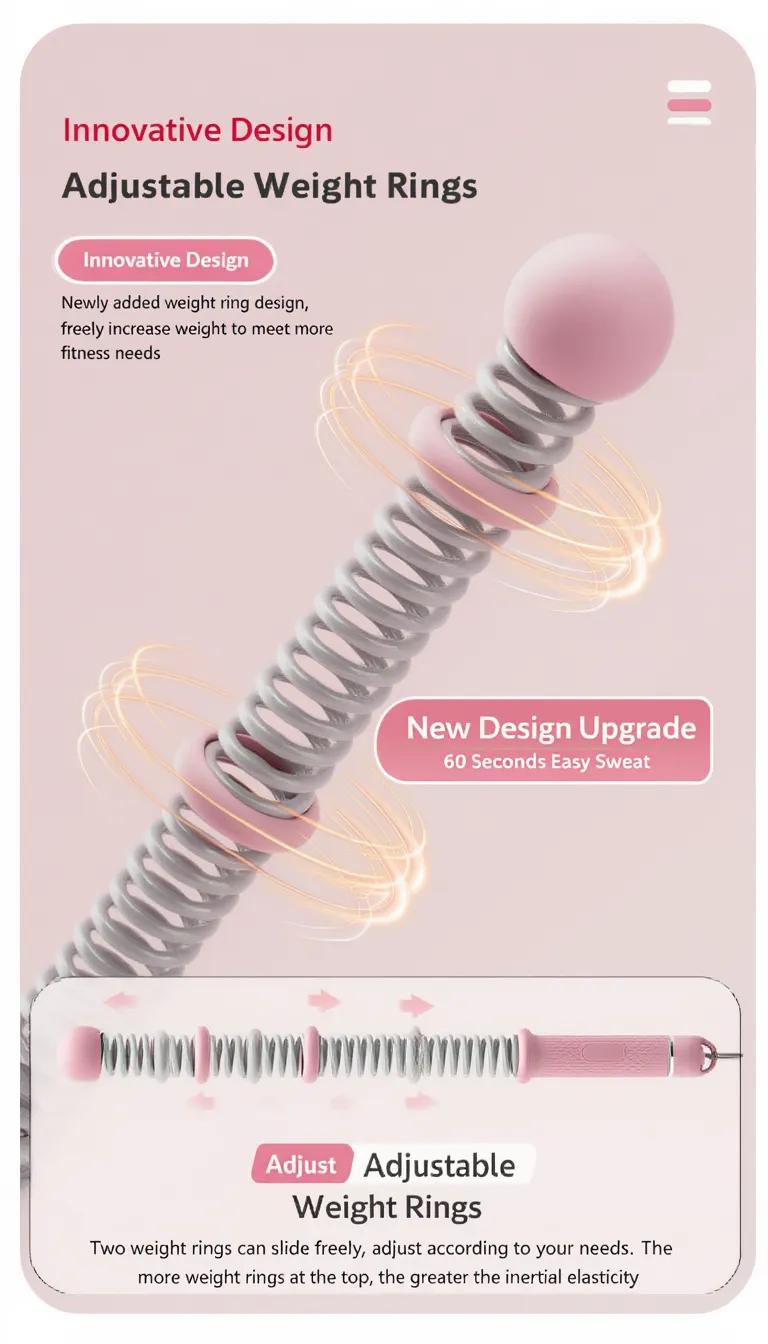 Professional Cordless Battle Ropes for Home Gym - Weighted Training Ropes for Arm & Core Strength (Black/Pink)