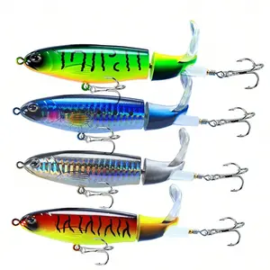 Fishing 4pcs 16g Topwater Fishing Lure Pencil Plopper Fishing Lures For Bass Catfish Pike Perch Top Water Bass Bait Lure With Propeller Tail Pencil Floating Lure Freshwater Or Saltwater/J12 wh oppler