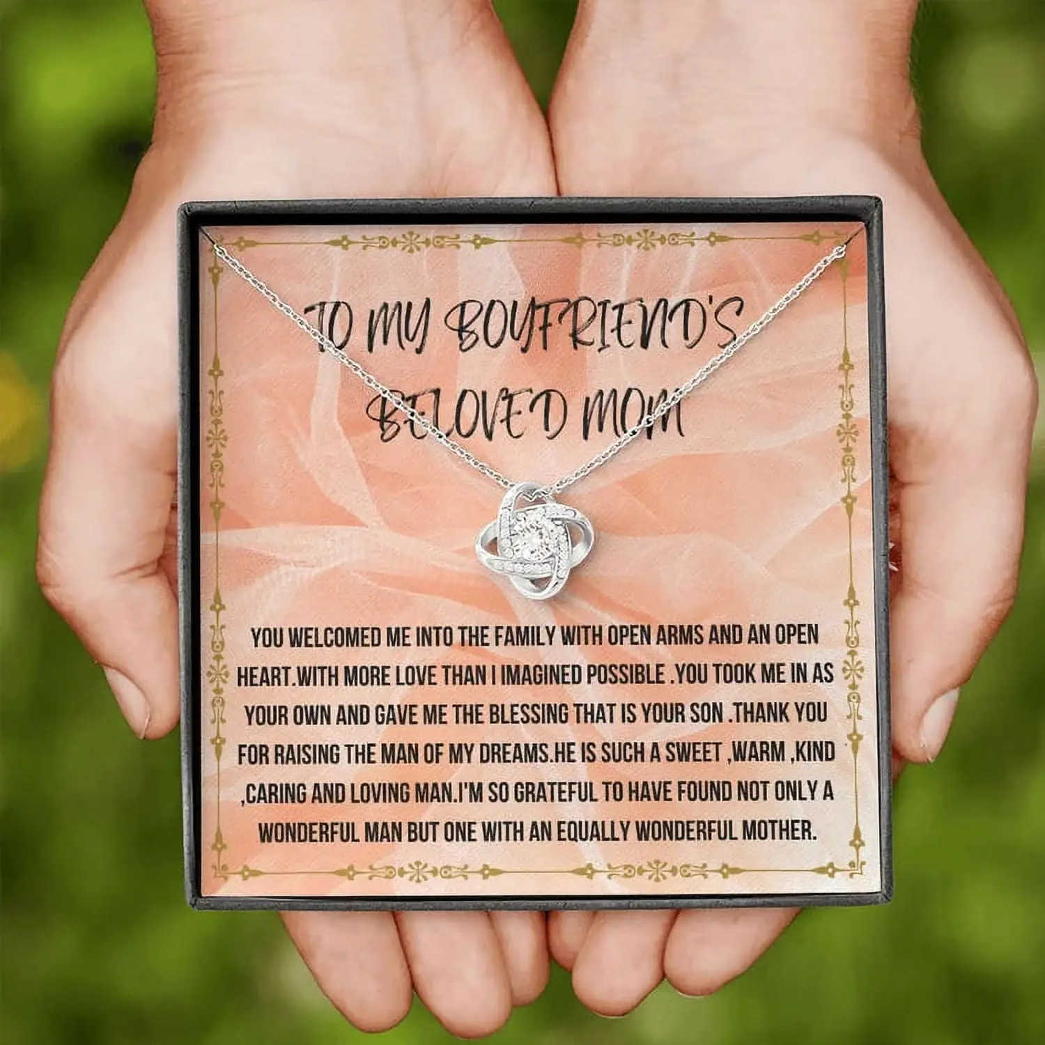 To My Boyfriend's Mom Gift, Mother in Law Jewelry Necklace for Christmas,Birthday & Mother's Day, Message Card to Boyfriend Mother, Mother's Day Gift