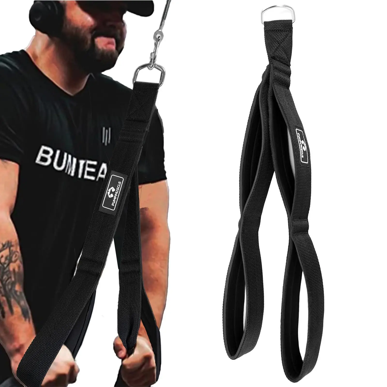 Tricep Rope Cable Attachments Rope for Gym, 1 Count Workout Rope Cable with 4 Anti-slip Handles, Exercise Gym Equipment for Home, Lifting Strap, Calis