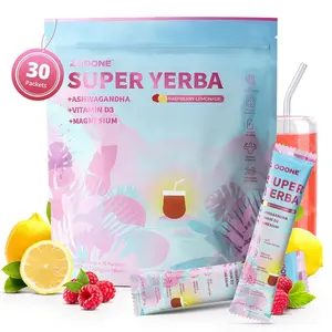 ZOOONE Super Yerba Raspberry Lemonade Flavor Instant Tea Powder with Ashwagandha & Vitamin D3 30 Servings US Version V2