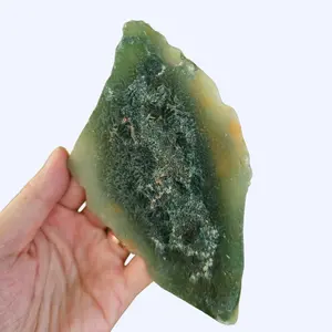 Ultra Rare Natural Rough Mtorolite Chrome Chrysoprase Slice | Emerald Green Chalcedony from Zimbabwe | Heart Chakra Crystal 144g 5.25"×3.25"