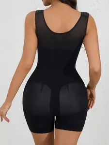 Black Fajas Colombianas High Compression Bodysuit with Front Hooks & Lace Trim — Hourglass Shapewear for Tummy Control, Butt Lifting & All-Day Sculpting Adjustable Control Sauna Top girdles dresses Slim Fit Seamless belly tongs