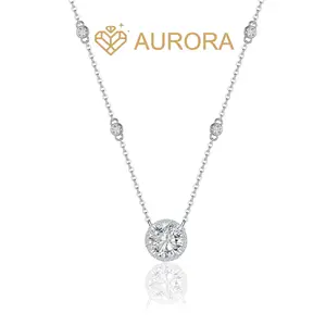 【#231 Round drop necklace】Moissanite Necklace with 925 Sterling Silver Daily Gift Auspicious Engagement Wedding Woman Jewelry Synthetic Moissanite