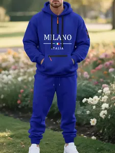 Italian style hooded sweater set, men's casual sports two-piece set, Graphic Tracksuit