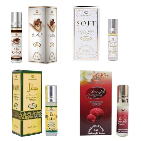 (4pc Bundle Pack) Choco Musk + Soft + Tooty Musk + Dalal 6ml Perfume Roll-On Oil by Al-Rehab Aroma Fragrance