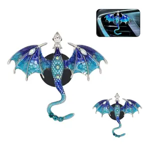 Bling Wyvern Car Air Freshener Vent Clips 2pcs Alloy Blue Enamel Dragon Accessories Refillable Diffuser With Felt Mads Coffee Fragrance Tablets