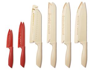 Multicolor Knifet, 6 Sharp Kitchen Knives with Covers for Cooking, Cutting&Chopping , Stainless  Steel Knives ,Beige