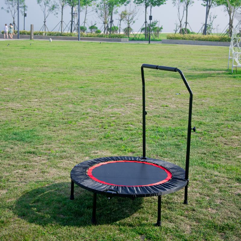 40'' Foldable Mini Trampoline Max Load 330lbs Fitness Rebounder With Adjustable Foam Handle Exercise Trampoline For Adults Indoor Garden Workout