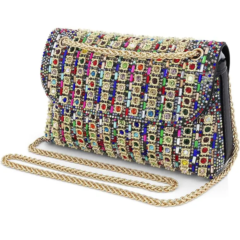 Women's Sparkly Rhinestone Evening Clutch - Fashion Purses, Embellished Wristlet Pouch, Glittery Handbag for Wedding, Cocktail Events