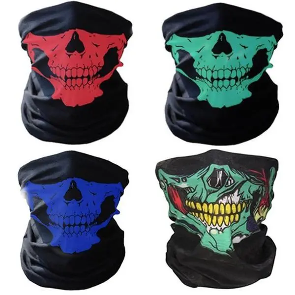 Men's 4-Pack Black Breathable Neck Gaiter Set - Convertible Ski Mask, Bandana, Balaclava, Headband for Outdoor Exploration, Cycling, Motorcycle Sports