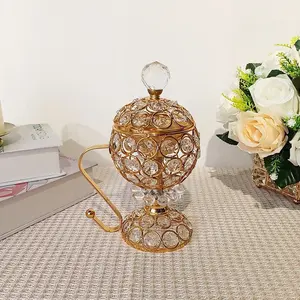 Crystal Elegance Gold Incense Burner – Decorative Aromatherapy Holder / እጣን ማጨሻ