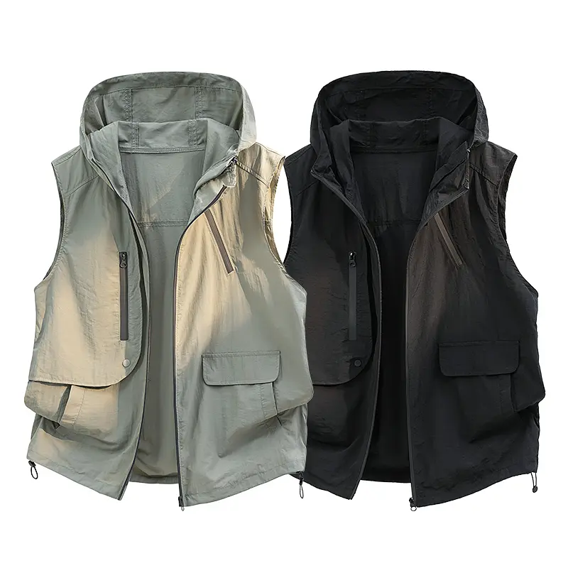 Women's Stylish Plain Casual Ultra-Thin Windproof Sun-Block Zip-Up Sleeveless Outdoor Gilet, Spring-Summer Hiking Camping Daily Layering Tops Staple, Clothes, Protective Women's Vests, Ultralight Women's Vests