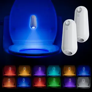 Toilet Night Light Motion Sensor Lamp,8 Color Changing USB-C Rechargeable Toilet Bowl Light for Bathroom Accessories,Splash-Proof Nightlight for Bathroom Hallway Stairs, Waterproof
