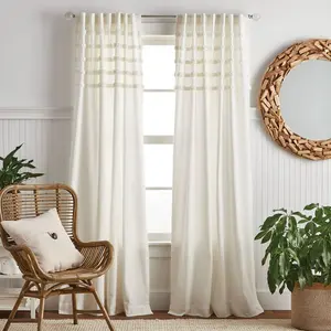 95"x50" Martha Stewart 2pk Water's Edge Tufted 95" Back Tab Curtain Panel White