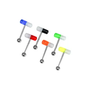 Barbell tongue ring surgical steel Pill design 6 colors No duplicate Value pack