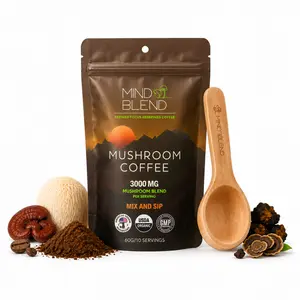 Mind Blend Mushroom Coffee, 10 Servings, Lion's Mane, Cordyceps and More, USDA Organic, Gluten Free, Vegan | Made in the USA | Adaptogens Supporting Natural Energy, Gut Health, Mental Focus | 45mg Caffeine