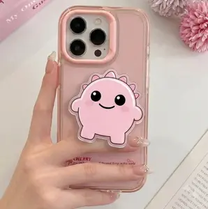 Cute Pink Dinosaur Phone Grip | Kawaii Chibi Monster PopSocket | Aesthetic Pastel Pink MagSafe Phone Holder | Cute Animal Phone Stand for Girls