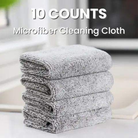 10 Counts Multifunction Thick Bamboo Charcoal Fiber Cleaning Cloth Microfiber Cleaning Cloth Premium Kitchen Cloth Dish Towels,Ultra Soft Absorbent Lint Free Streak Free Reusable Cleaning Towels for Household Kitchen Cleaning