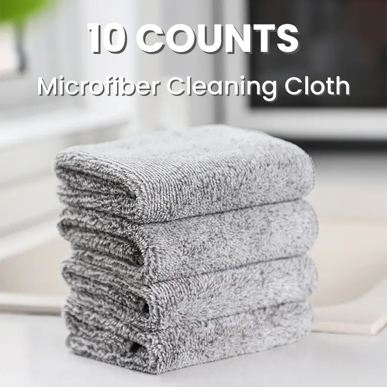 10 Counts Multifunction Thick Bamboo Charcoal Fiber Cleaning Cloth Microfiber Cleaning Cloth Premium Kitchen Cloth Dish Towels,Ultra Soft Absorbent Li