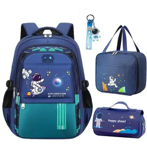 Boy Backpack - Cute  Schoolbag,  Lightweight with Lunch Bag and Pencil Case, Green (3 PCS Set)