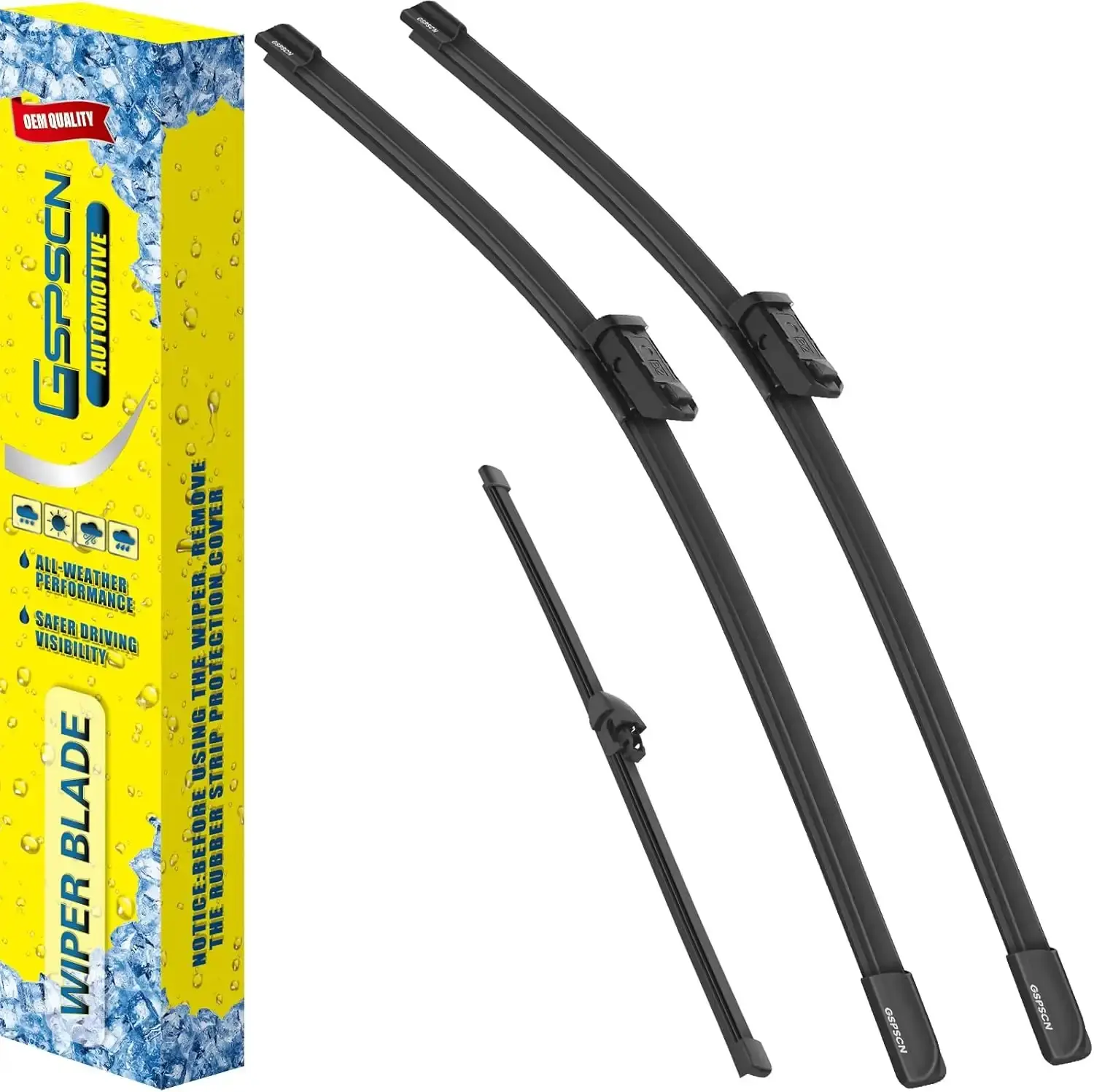 Original Equipment Windshield Wiper Blades Set (3 Pieces) - 22"+20"+9" for Ford Bronco Sport (Non-Base Model) 2021-2024 Front Left Driver Side, Clears Rain