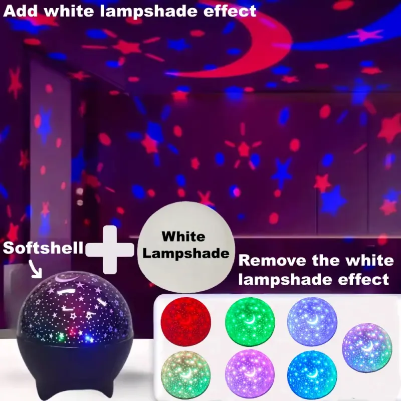 1PC RGB Colorful Star Moon Galaxy Projector Light, Space Projector, USB Powered Magic Ball LED Ambient Night Lamp, Romantic Starry Sky Projection Lighting, Ideal for Bedroom Living Room Home Decoration, Party Atmosphere & Festival Gifts