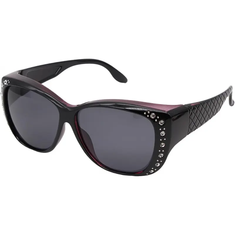 Polarized Cat Eye Sunglasses with Rhinestones Fit Over Glasses V.W.E. Womens Polarized Fit Over Sunglasses, Anti-Glare UV  main image 3