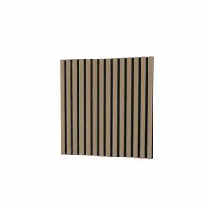 3D Textured Wood Acoustic Wall Panels, Noise Reduction Sound Absorbing MDF Boards, Modern Non-Toxic Low VOC Wall Decor, Eco-Friendly Felt Backing, Easy Install for Home Office Studio, 10 Pack, 60x60cm, Teak Finish