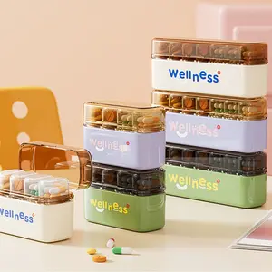 Portable Pill Box Organizer for Medication, Vitamin Organizer, Daily Three Meals Sealed Moisture-Proof Mini Pill Storage Box for One Week