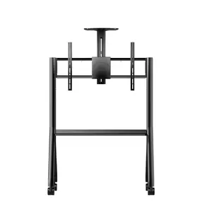 SYLVOX Outdoor TV Y-Type Rolling TV Cart Stand for 43-55 Inch TVs – Waterproof, Heavy-Duty Alloy Steel, 360° Locking Wheels, Adjustable Height & Shelf, VESA 100x100-700x500mm (Max 80kg/176lbs)
