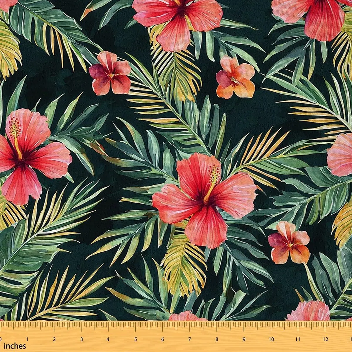 Leaf Fabric,Hawaiian Plam Tree Upholstery Fabric Chairs,Red Floral Decorative Fabric Upholstery and Home Accents,Tropical Nature Theme Outdoor Fabric,,Green