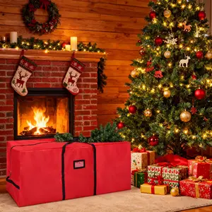 Christmas Tree Storage Bags Durable Heavy Duty Extra Large with Reinforced Handles Double Zipper Opening Folding Storage Totes for 5-7.5 FT Trees Lightweight Packing Cubes