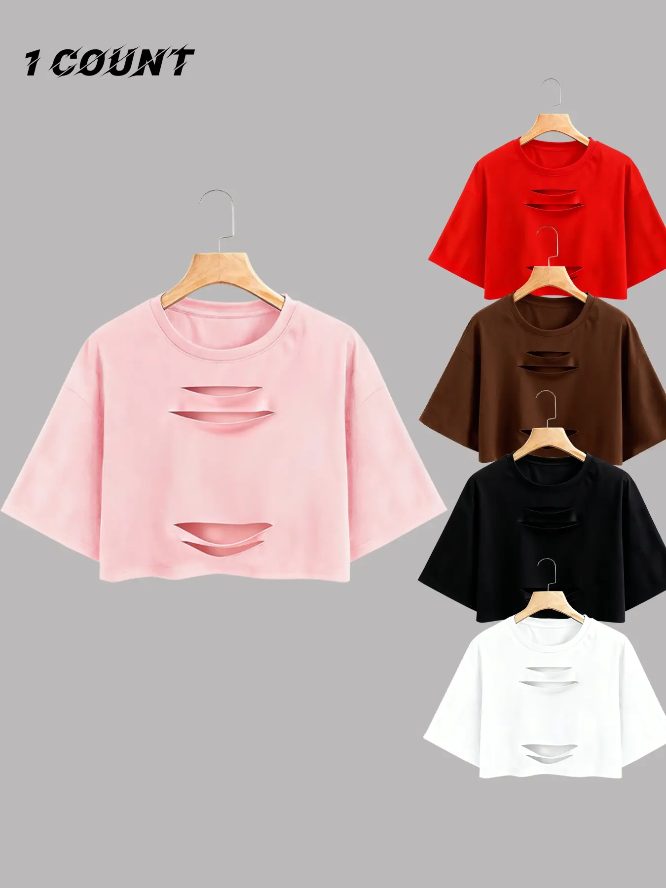 New Loose Fit Fashion Short Sleeve T-Shirt, Belly-Baring Midriff Style Irregular Hole Design, Unisex Youth Kids Women, Summer Sport Street Dance Hip-Hop, Loose Fit Shirts