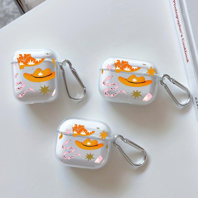 Cowboy Star Boots Pattern Protective Case for AirPods 4/3/2/1/Pro/Pro2 Soft TPU Earphone Cover, Transparent with Keychain Cowboy Star Boots Pattern Protective Case for AirPods 4/3/2/1/Pro/Pro2 Soft TPU Earphone Cover, Transparent with Keychain