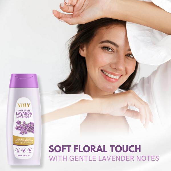 Yoly Lavender Body Wash – Calming & Gentle Cleanse, 25.3 fl oz