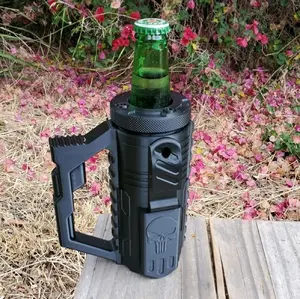 Tactical 12 oz Can Holder with Built-In Side Can Opener | Skull Drink Cooler with Handle