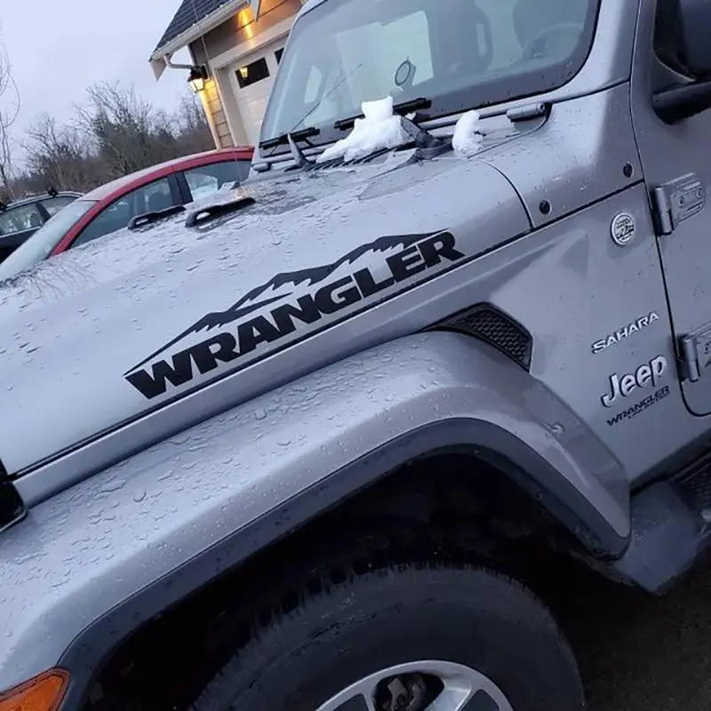 Compatible Mountain WRANGLER Hood Decals And Stickers For Jeep Wrangler,Car Styling Vinyl Cut Film Stickers Words Decoration