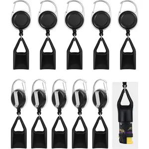 10 Pcs Retractable Lighter Clip Holder, Keychain Lighter Leash with Clip (Black)