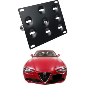 Dewhel Front Bumper Tow Hook License Plate Mount Bracket Holder Bolt On for 2017-up Alfa Romeo Giulia