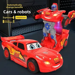 New Electric Universal Transforming Cartoon Car, Colorful Music Light Transforming Car, Boys Toy Car, Children's Gift, Holiday Gift (Batteries Not Included, Requires Three AA Batteries)